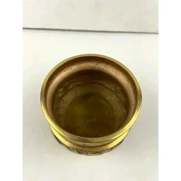 VTG Brass Chinese Dragon Bowl Small Pot Incense Etched Design 3.25" Tall - Picture 6 of 14